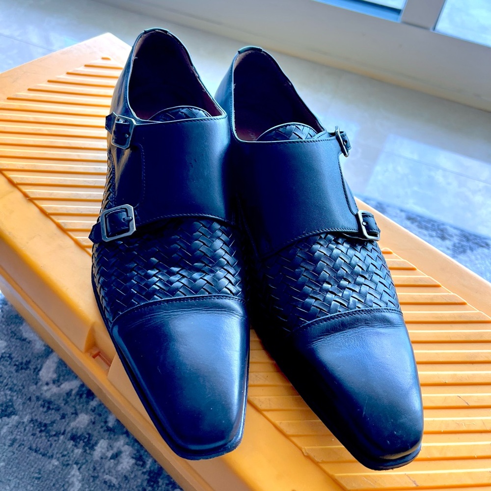 Donald Pliner Men's Black Leather Dress Shoes - Picture 2 of 6